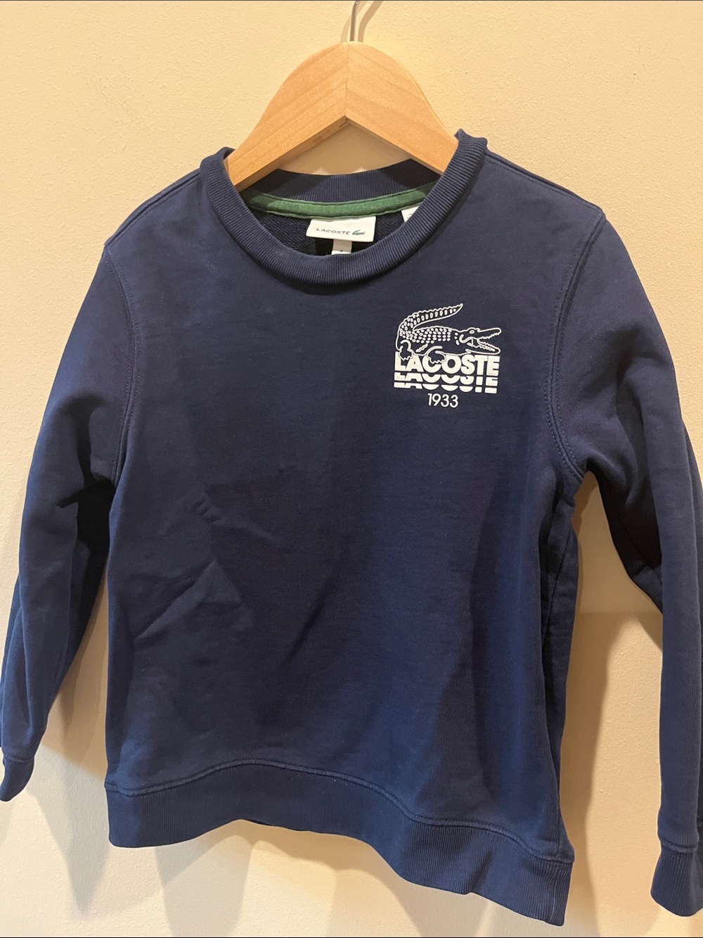 Lacoste Kids Navy Blue Logo Crewneck Sweatshirt